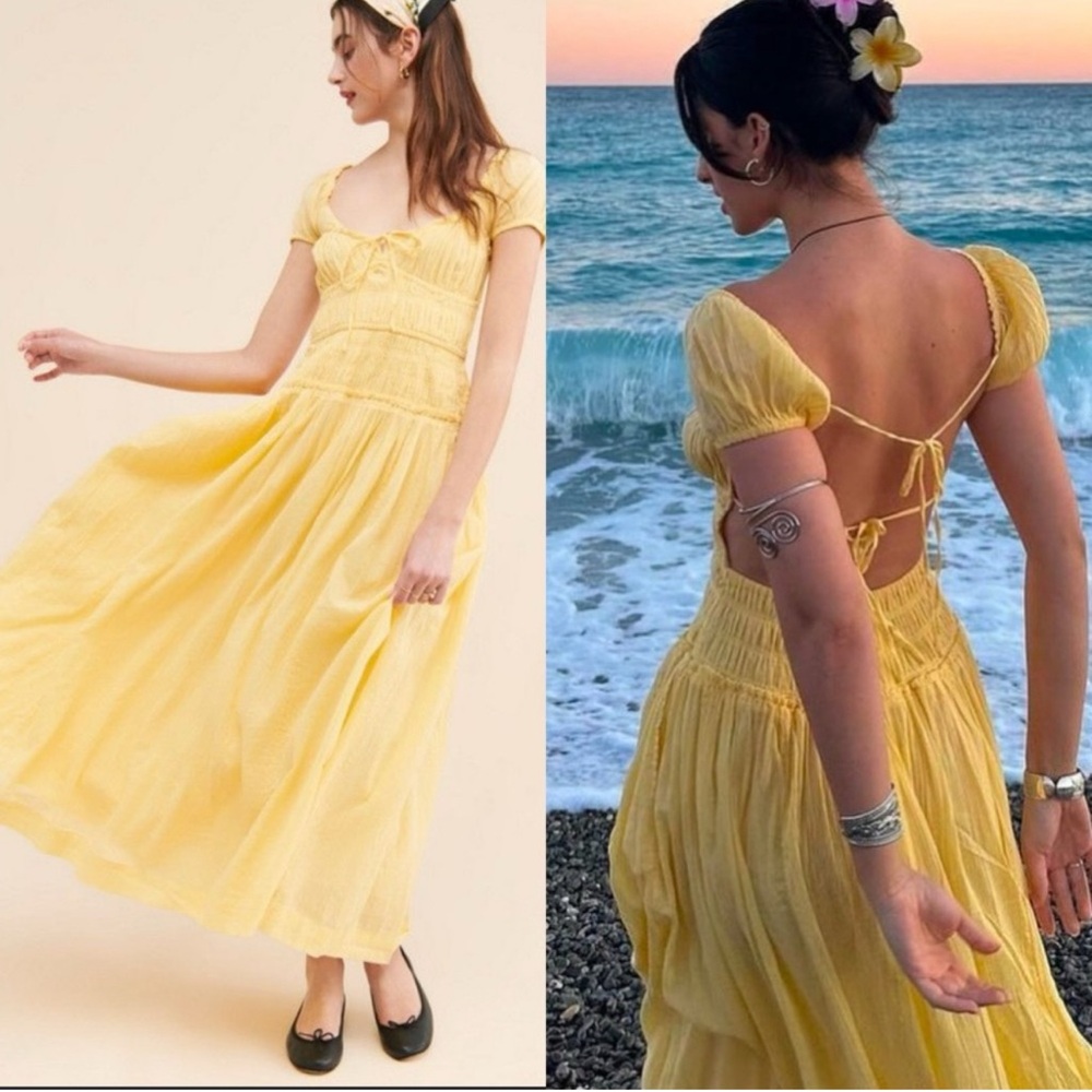 NWT Free People Feeling Bonita Pineapple Yellow Maxi Dress